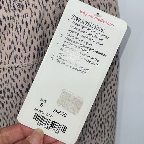 Lululemon Step Lively Crop in Dottie Dash Grain Black NWT Size 6‎ - Picture 9 of 11